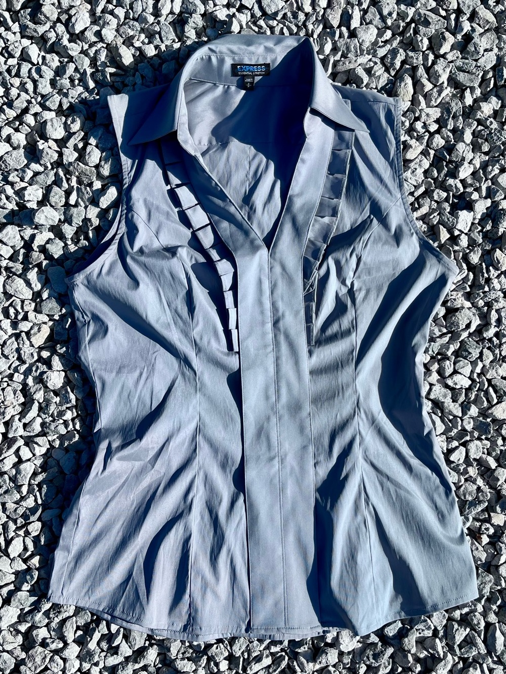 Express Sleeveless Collared Blouse in Silver